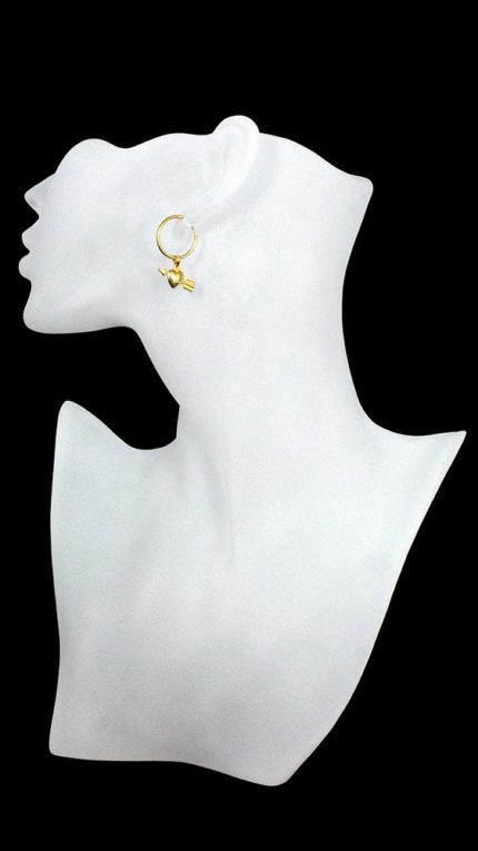 Material: 925er Sterling Silber 24k Gold Single Ohrring Creole klein mit Herzpfeil Anhänger