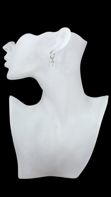 Single Ohrring Creole Kreuz silber