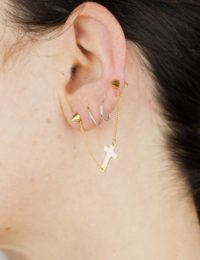 Ohrring Gold Doppelstecker Kreuz
