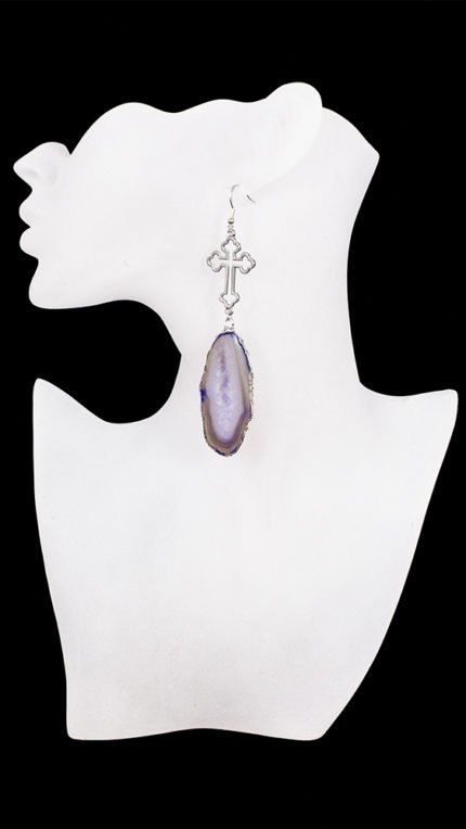 Single Ohrring Stein Kreuz