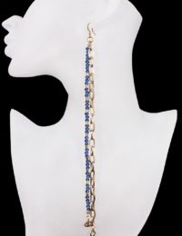 Single Ohrring Kette Gold Stein Blau