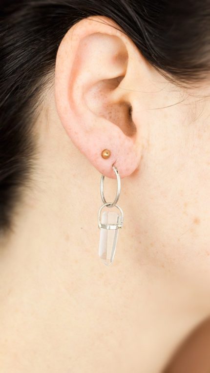 Single Ohrring Creole Bergkristall