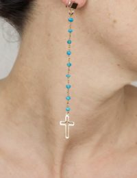 Single Ohrring Türkis Kreuz Gold
