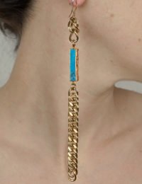 Single Ohrring Kette Türkis